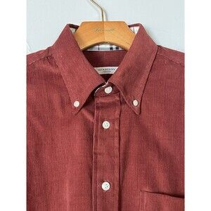 Burberry London Brown Corduroy Oxford Button Down Nova Check Cuffs, Women’s SZ M